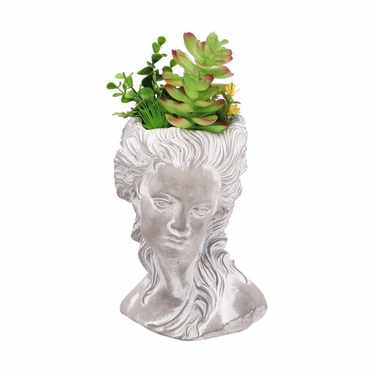 Vaso a forma di testa con piante artificiali 34 cm - AD TREND - 63845850710394
