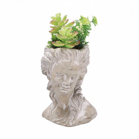 Vaso a forma di testa con piante artificiali 34 cm - AD TREND - 63845850710394