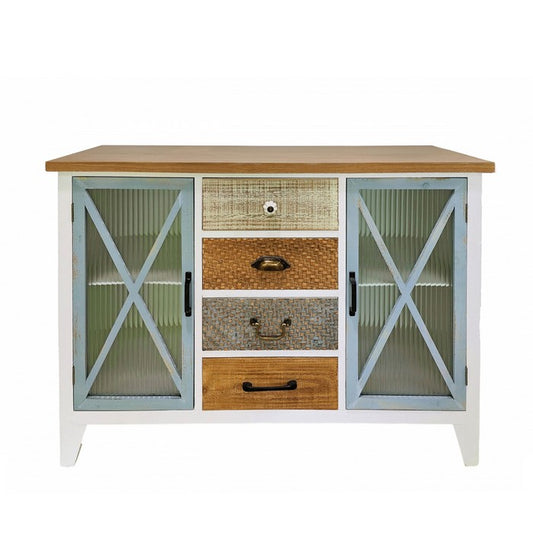 Credenza in legno con 2 ante e 4 cassetti - AD TREND - 