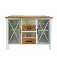 Credenza in legno con 2 ante e 4 cassetti