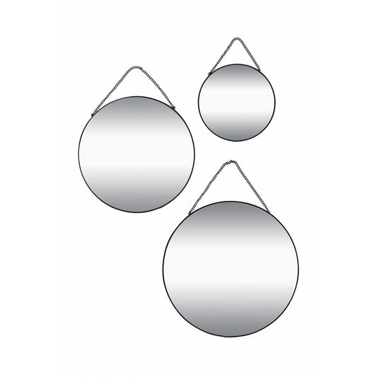 Set 3 specchi da parete tondi con cornice in ferro - AD TREND - 
