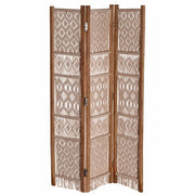 Paravento con 3 ante in cotone e legno
