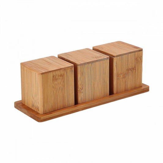 Set 3 barattoli con vassoio in bamboo - AD TREND - 