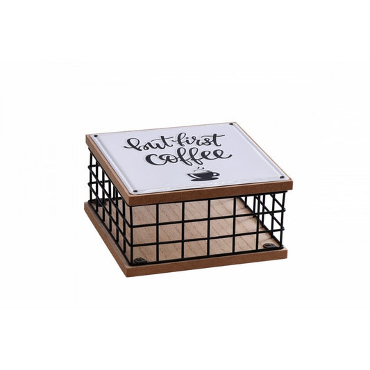 Scatola porta capsule caffe in mdf e ferro 16x16 cm - AD TREND - 