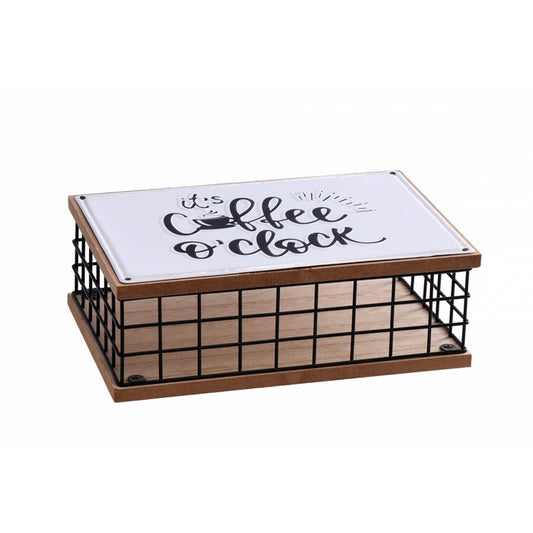 Scatola porta capsule caffe in mdf e ferro 26x16 cm - AD TREND - 