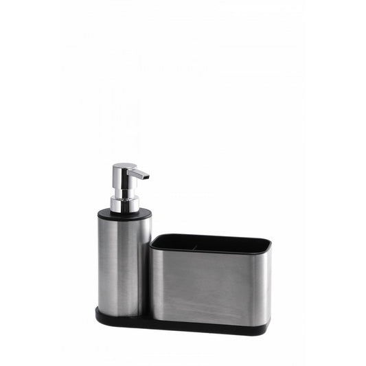 Dispenser per sapone e con porta spugna in acciaio - AD TREND - 