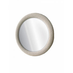 Specchio tondo con cornice bouclé 100 cm