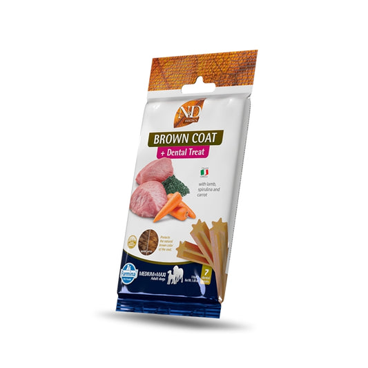 N&D Brown Dog Dental Treat Agnello, spirulina e carote Adult Medium Maxi 110g - FARMINA - 64826353811834