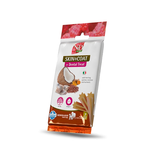 N&D Quinoa Dog Dental Treat Herring Adult Medium maxi 100g - FARMINA - 64826356400506