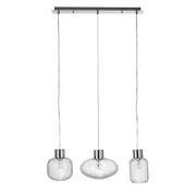 Lampadario 3 luci con struttura cromata e vetro - Showy