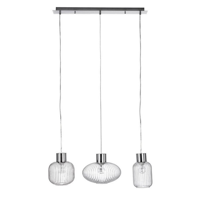 Lampadario 3 luci con struttura cromata e vetro - Showy