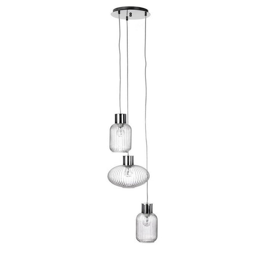 Lampadario 3 luci sfalsate con struttura cromata e vetro - Showy - BIZZOTTO - 63738829930874