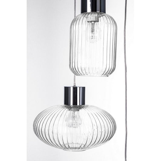 Lampadario 3 luci sfalsate con struttura cromata e vetro - Showy - BIZZOTTO - 63738829930874