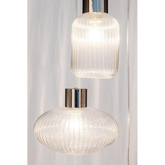 Lampadario 3 luci sfalsate con struttura cromata e vetro - Showy - BIZZOTTO - 63738830487930