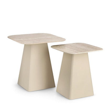 Tavolino quadrato con piano in ceramica travertino - Hardy