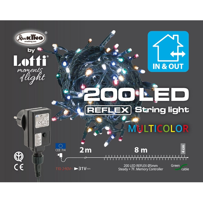 Catena lineare di 200 luci a LED per decorazione natalizia
