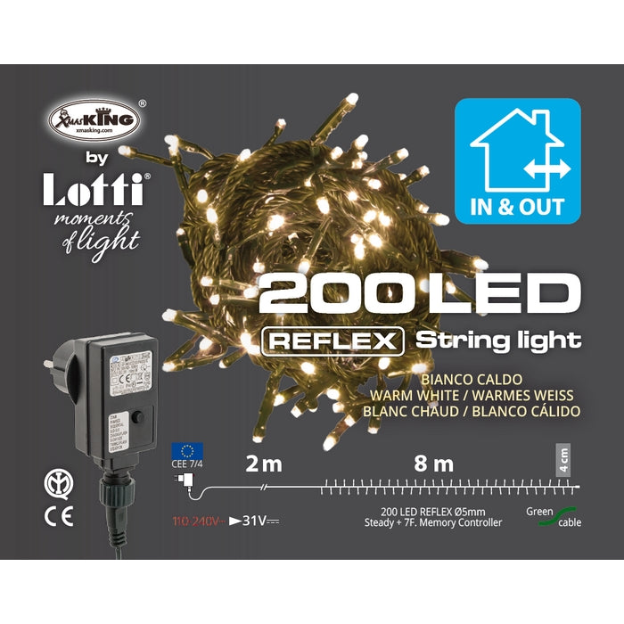 Catena lineare di 200 luci a LED per decorazione natalizia