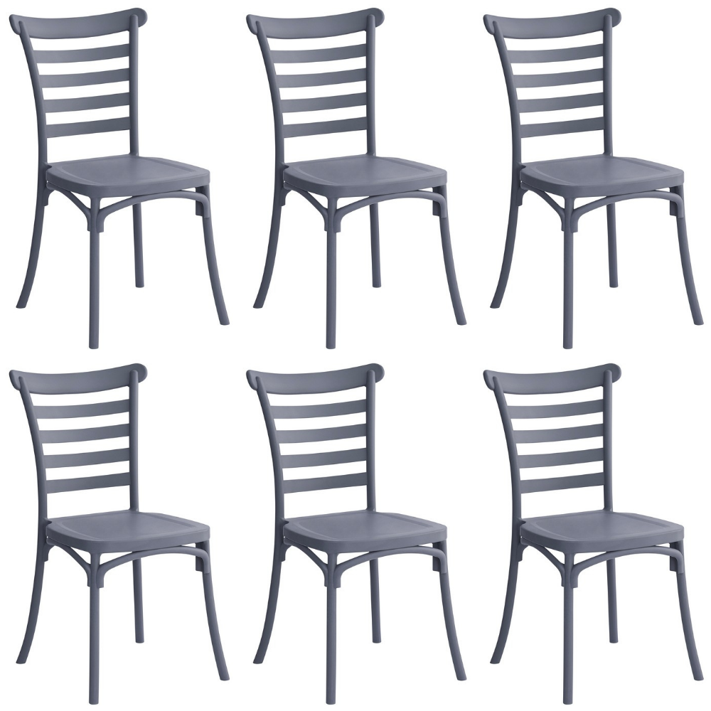 Set 6 sedie bistrot impilabili in polipropilene anti-uv - Riviera - BEST - 63747454271866
