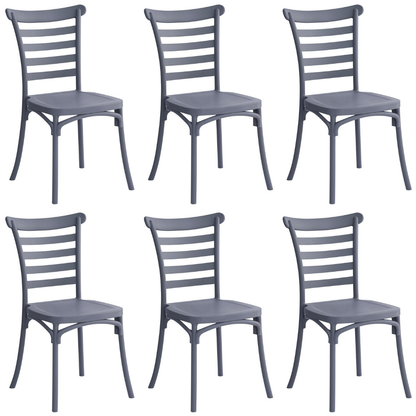 Set 6 sedie bistrot impilabili in polipropilene anti-uv - Riviera