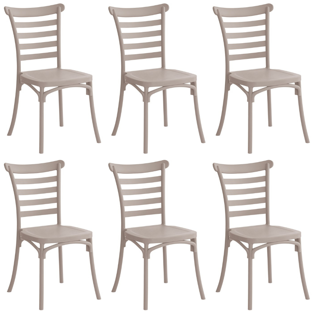 Set 6 sedie bistrot impilabili in polipropilene anti-uv - Riviera - BEST - 63747454337402