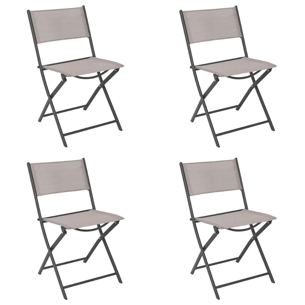 Set 4 sedie da giardino pieghevoli in metallo e textilene