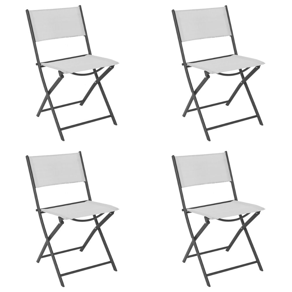 Set 4 sedie da giardino pieghevoli in metallo e textilene