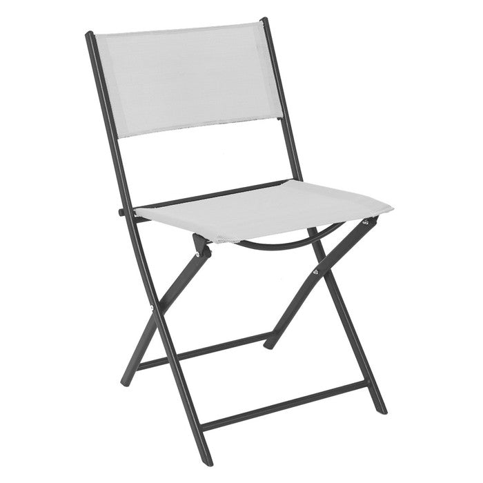 Set di 4 sedie da giardino pieghevoli in metallo e textilene grigio Set di 4 sedie da giardino pieghevoli in metallo e textilene grigio