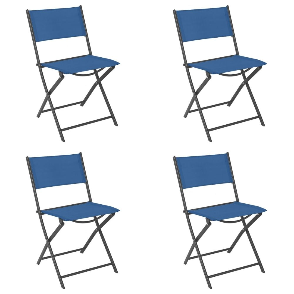 Set 4 sedie da giardino pieghevoli in metallo e textilene