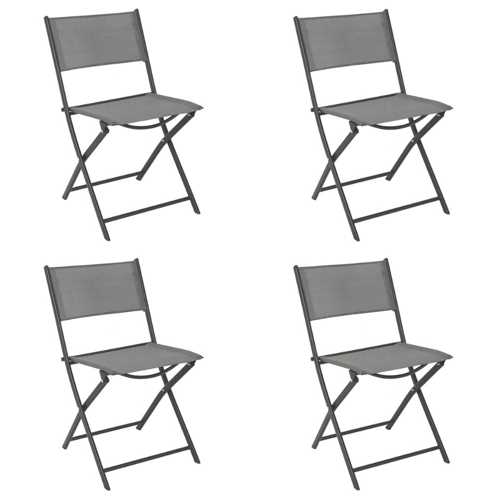 Set 4 sedie da giardino pieghevoli in metallo e textilene