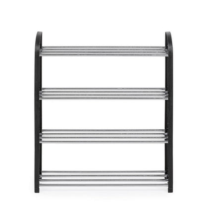 Scarpiera 4 ripiani rettangolare nero - Hallfrid