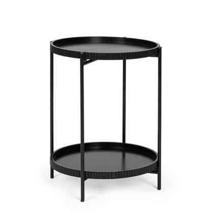 Tavolino tondo con 2 ripiani nero 42 cm - Herdys