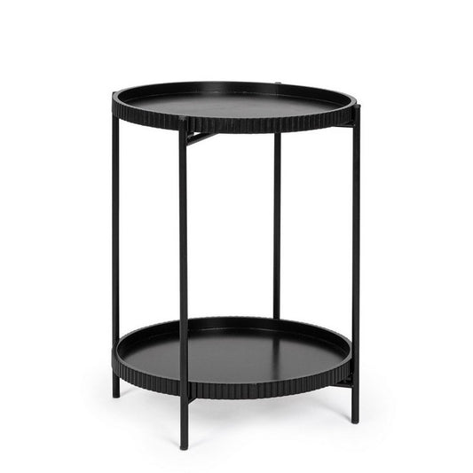 Tavolino tondo con 2 ripiani nero 42 cm - Herdys - BIZZOTTO - 64075018469754