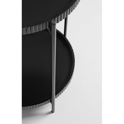 Tavolino tondo con 2 ripiani nero 42 cm - Herdys
