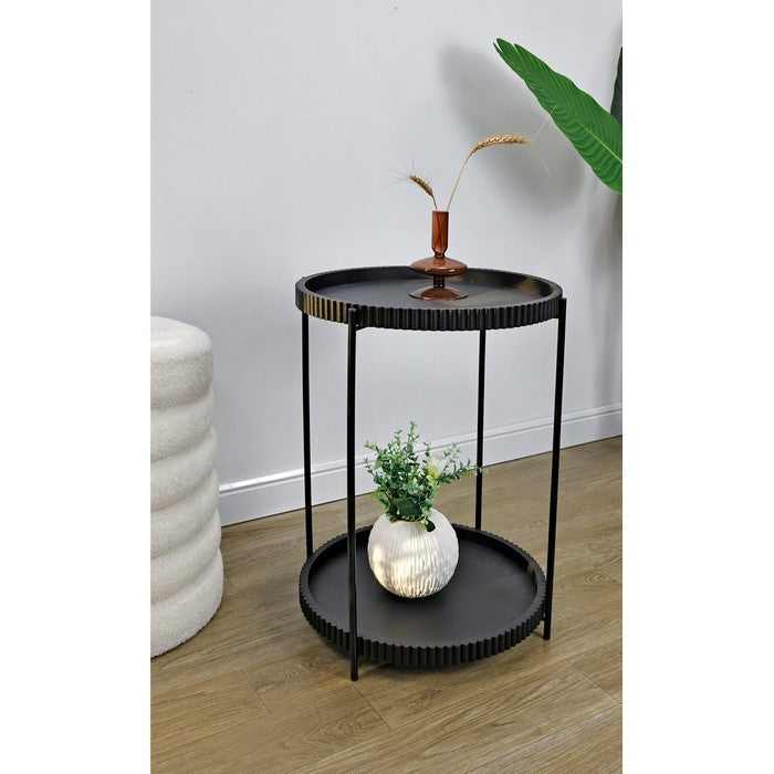 Tavolino tondo con 2 ripiani nero 42 cm - Herdys - BIZZOTTO - 64075018862970