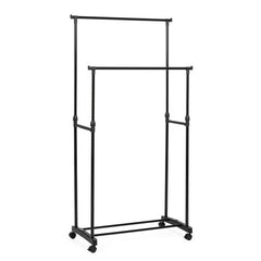 Stand guardaroba appendiabiti 2 barre con ruote - Elida