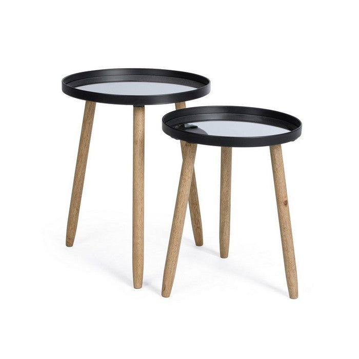 Tavolino tondo scandinavo con gambe in legno - Edvard - BIZZOTTO - 64075193090426