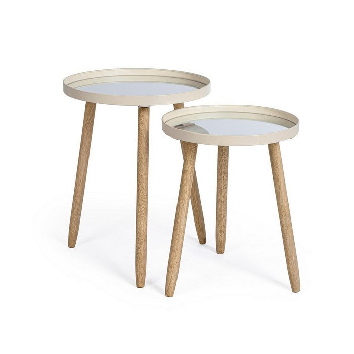 Tavolino tondo scandinavo con gambe in legno - Edvard - BIZZOTTO - 64075194139002