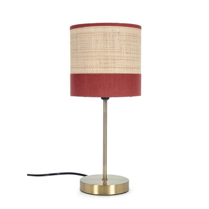 Lampada da tavolo con paralume in velluto e rafia 39 cm - Aylen