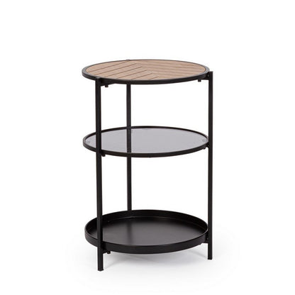 Tavolino tondo in metallo con ripiani 40 cm - Haldor
