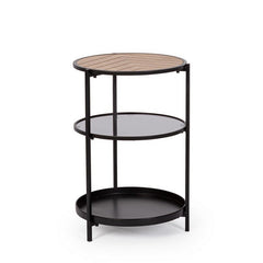Tavolino tondo in metallo con ripiani 40 cm - Haldor