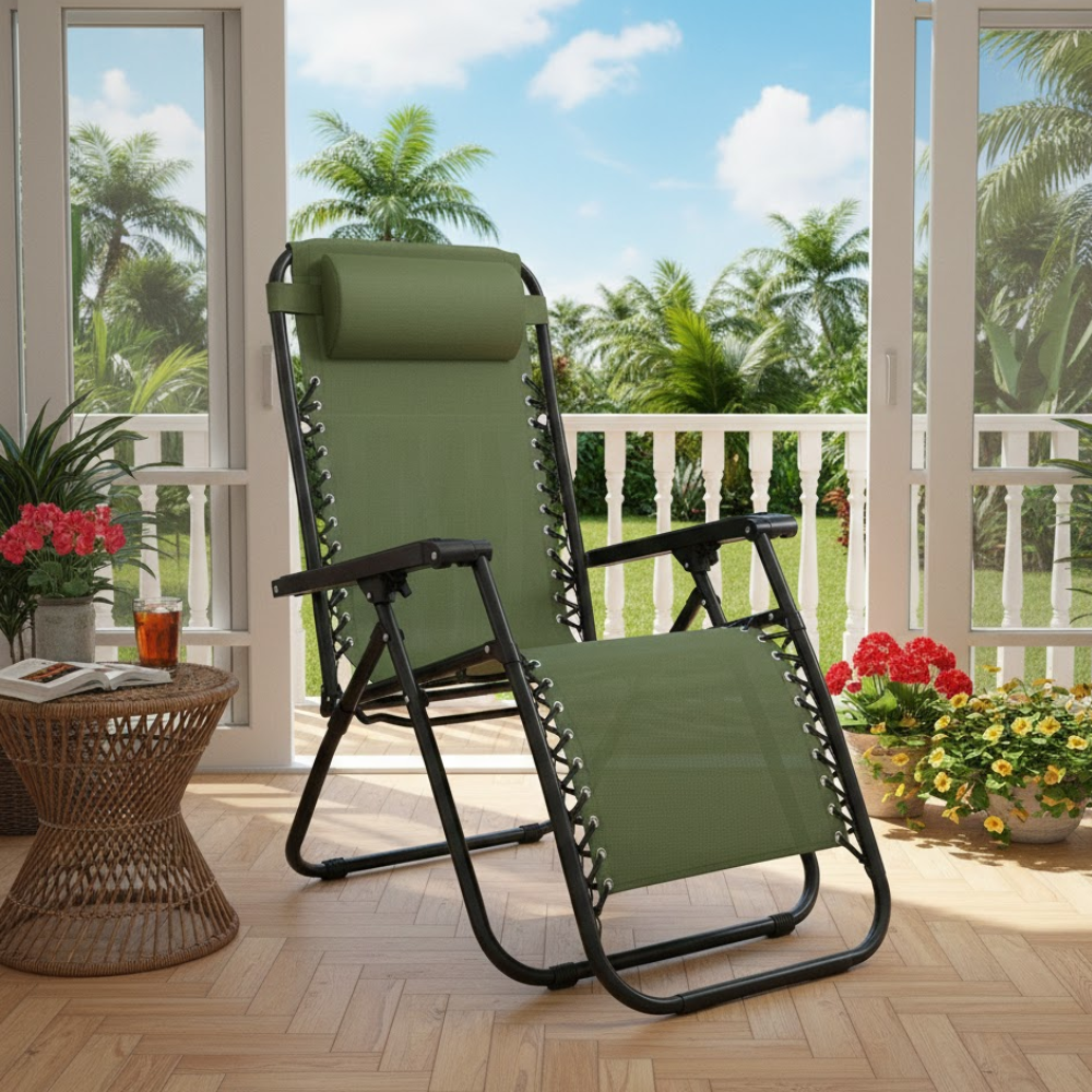 Set 2 Poltrone reclinabile in metallo e textilene con cuscino - No Gravity