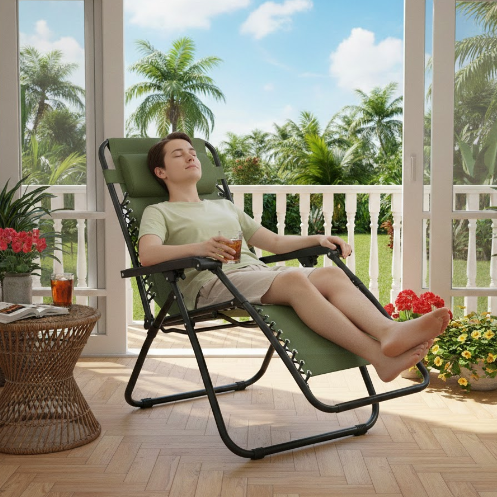 Set 2 Poltrone reclinabile in metallo e textilene con cuscino - No Gravity