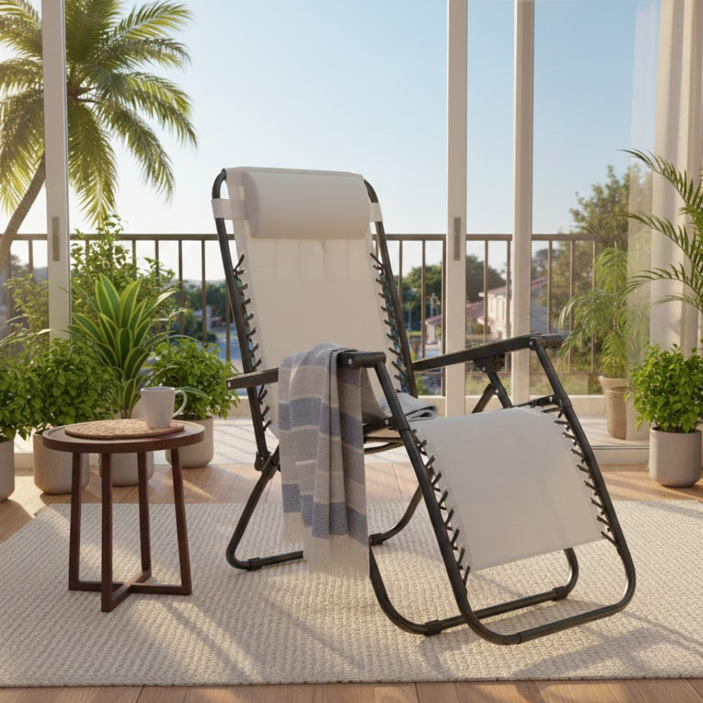 Set 2 Poltrone reclinabile in metallo e textilene con cuscino - No Gravity