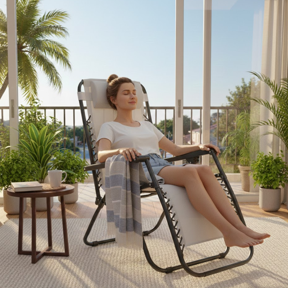 Set 2 Poltrone reclinabile in metallo e textilene con cuscino - No Gravity