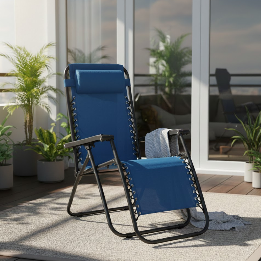 Set 2 Poltrone reclinabile in metallo e textilene con cuscino - No Gravity