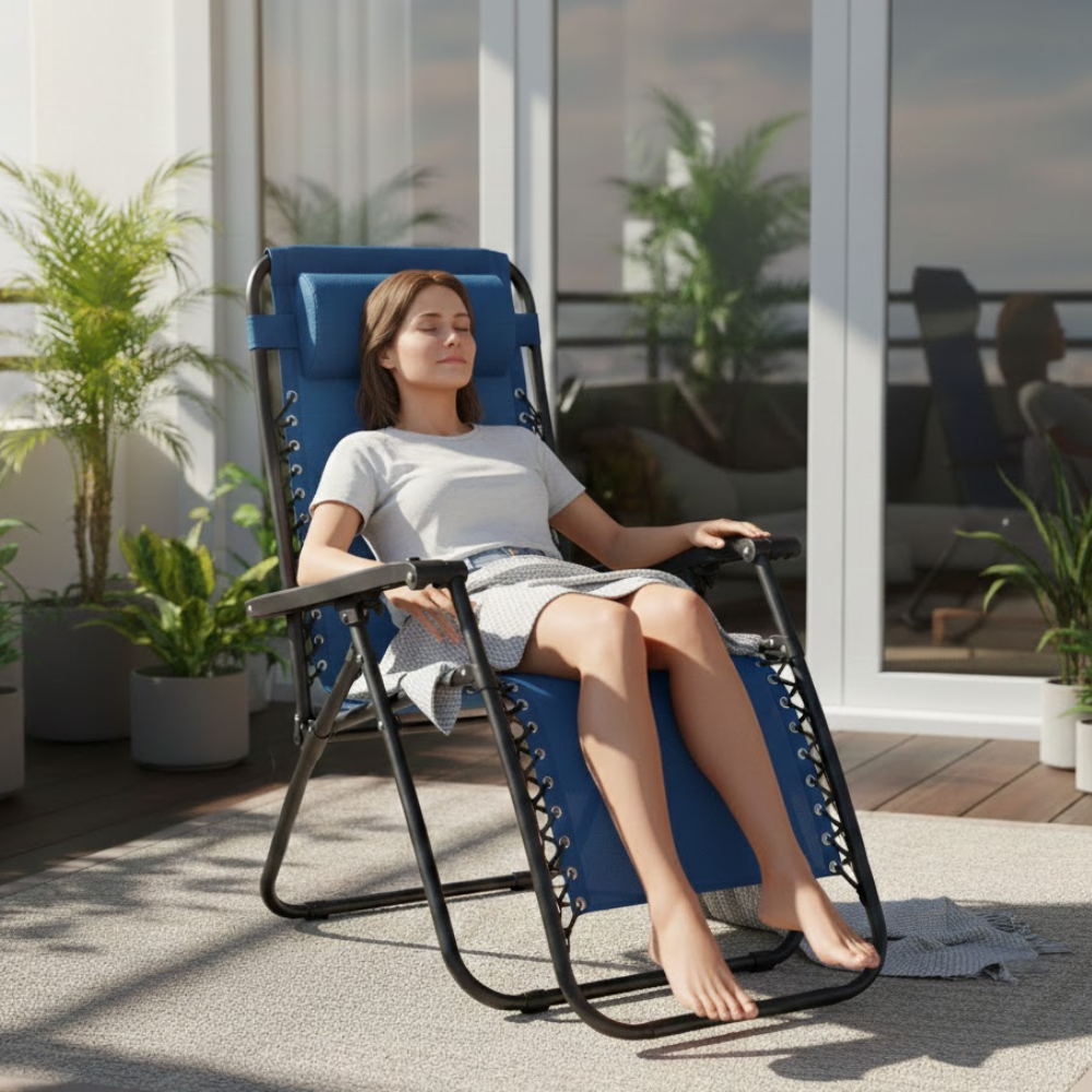 Set 2 Poltrone reclinabile in metallo e textilene con cuscino - No Gravity