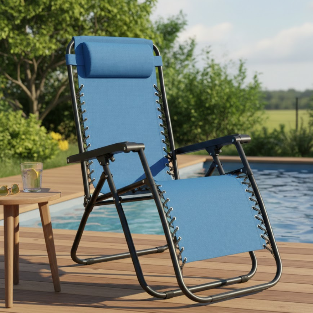 Set 2 Poltrone reclinabile in metallo e textilene con cuscino - No Gravity