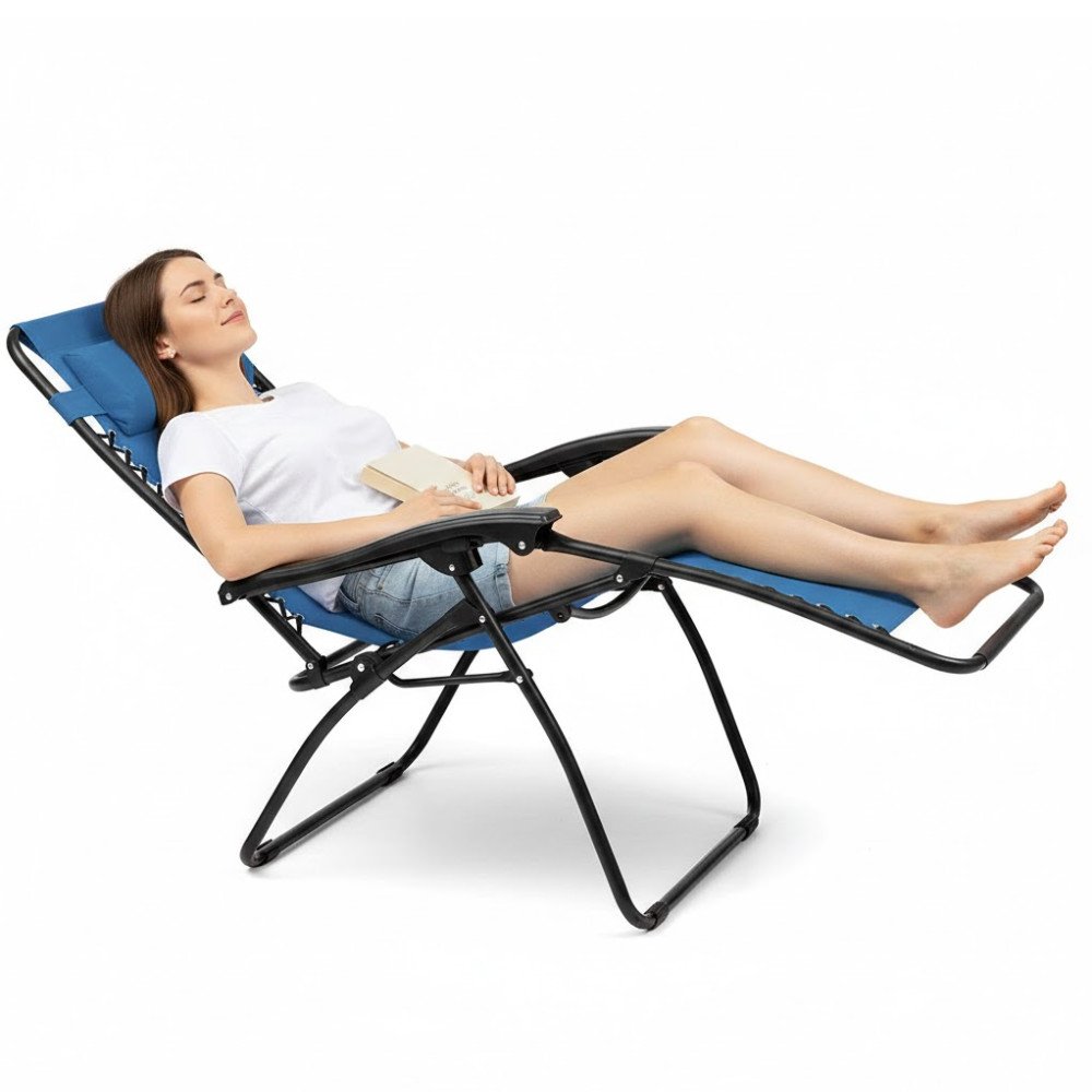 Set 2 Poltrone reclinabile in metallo e textilene con cuscino - No Gravity