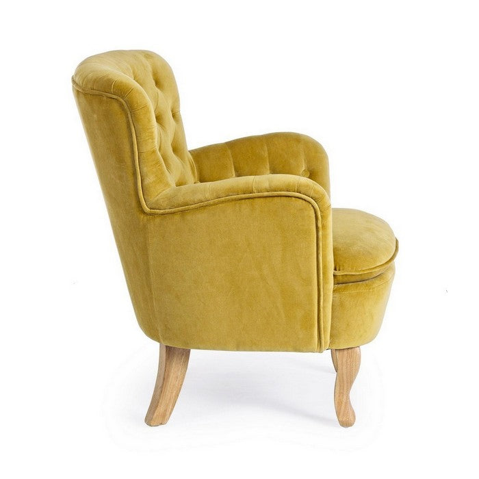 Poltrona effetto velluto capitonné senape - Orlins - BIZZOTTO - 64075221959034