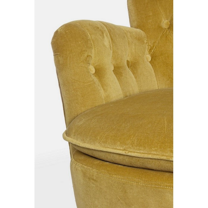 Poltrona effetto velluto capitonné senape - Orlins - BIZZOTTO - 64075222090106